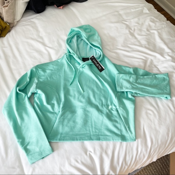 NWT Hylete Crop Teal Sweatshirt - Picture 2 of 5